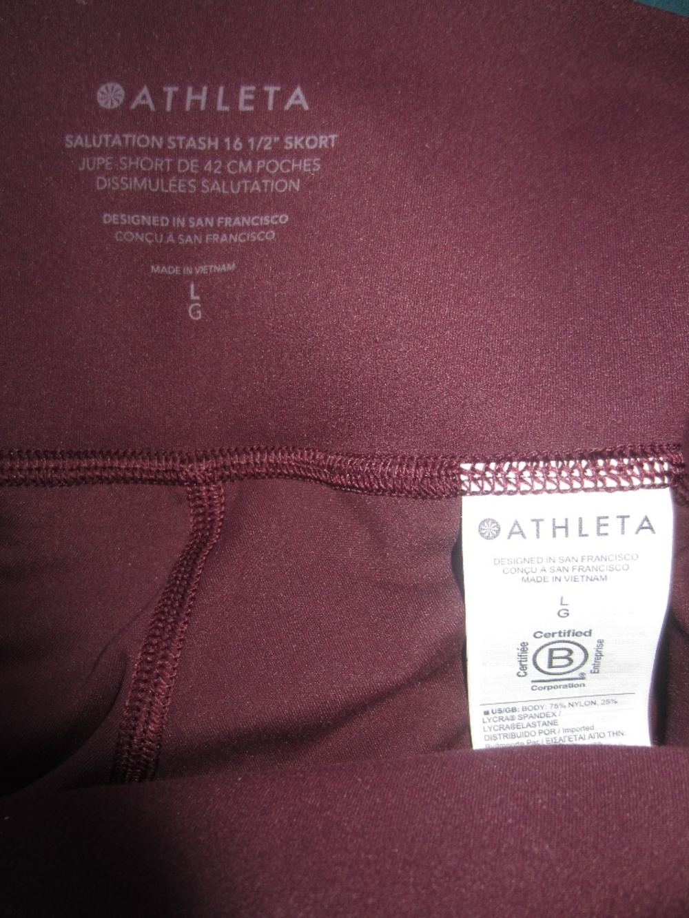 NWT Athleta Salutation Stash 16.5“ Skort in spiced cabernet - Size large - Picture 7 of 9